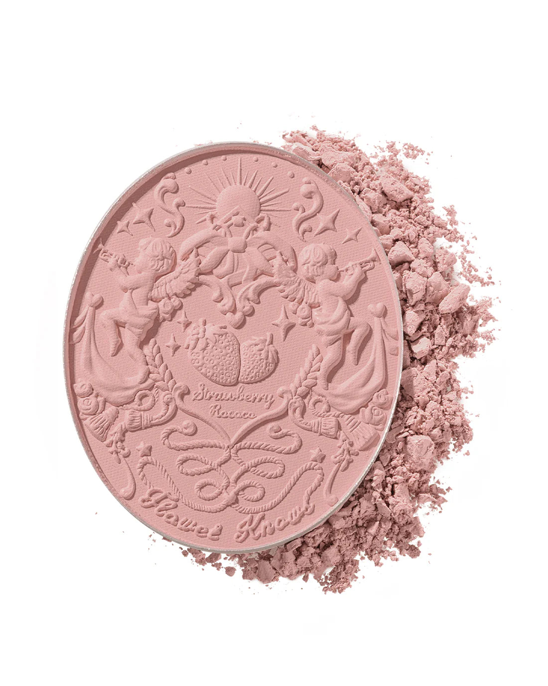 Rubor Strawberry Rococo Embossed Blush - Flower Knows vista frontal con fondo blanco.