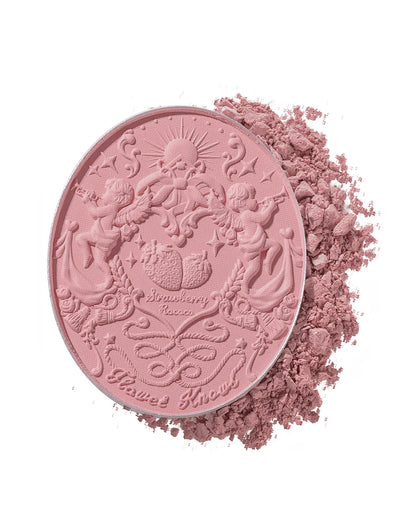 Rubor Strawberry Rococo Embossed Blush - Flower Knows vista frontal con fondo blanco.