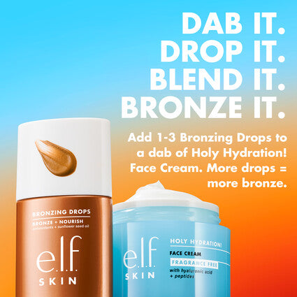 Bronzing Drops - elf cosmetics vista frontal con fondo blanco.