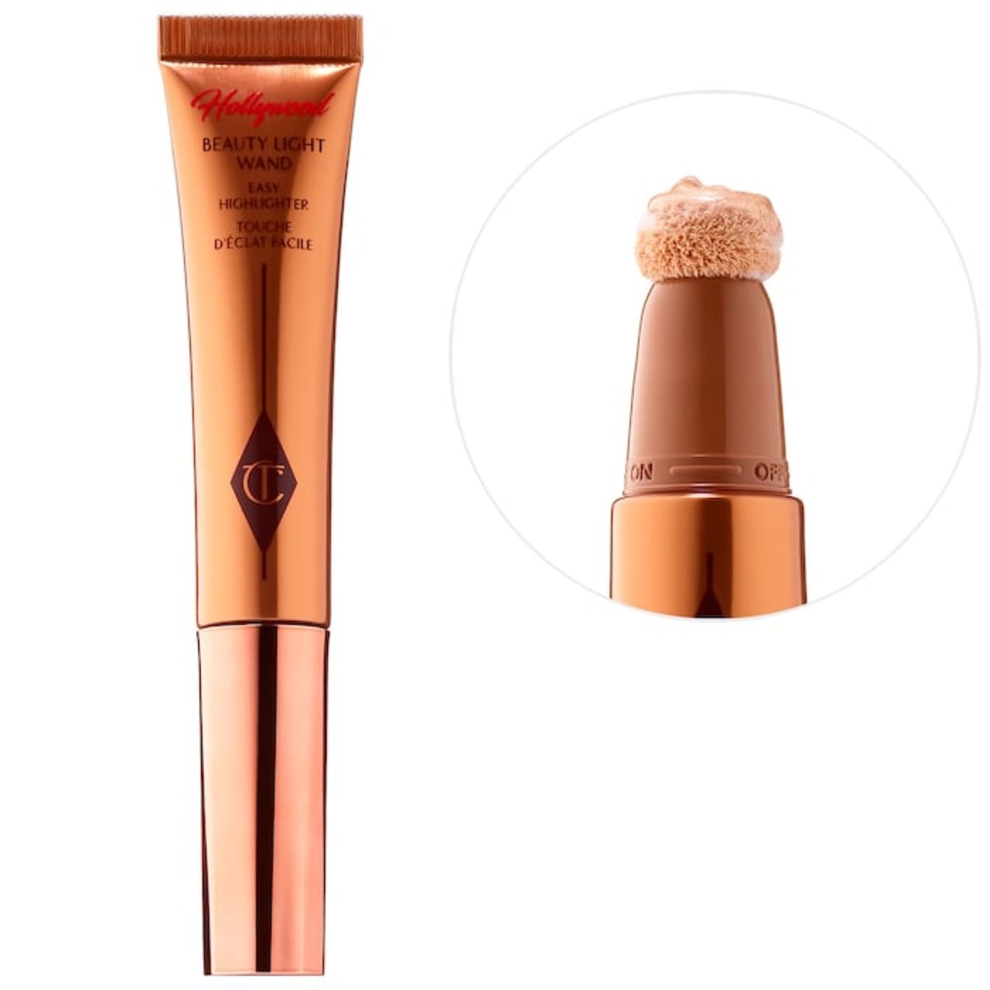 Iluminador Beauty Highlighter Wand - Charlotte Tilbury vista frontal con fondo blanco.