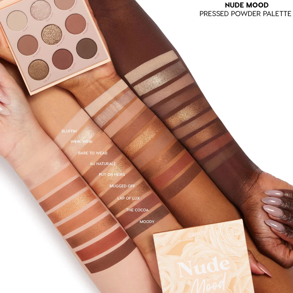 Paleta de Sombras de Ojos Nude Mood - ColourPop vista frontal con fondo blanco.