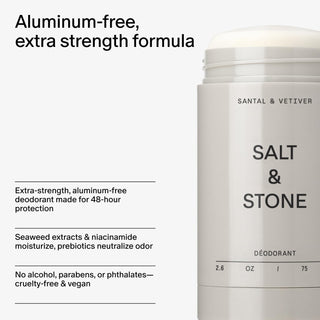 Desodorante Salt & Stone sin aluminio | Protección extrafuerte de 48 horas con extractos de algas marinas, niacinamida y prebióticos - Salt & Stone