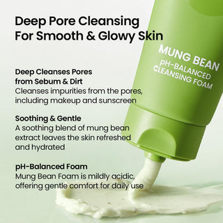 Mung Bean Espuma limpiadora facial con pH equilibrado - beplain