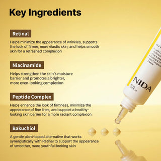 Crema Revive Eye Cream para Rostro y Cuello con Retinal, Peptide Complex, Bakuchiol - NIDA