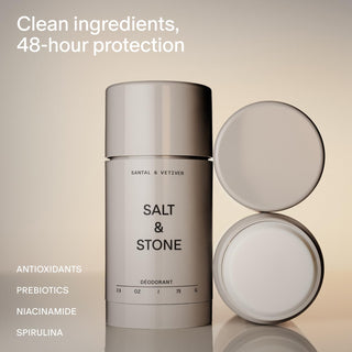 Desodorante Salt & Stone sin aluminio | Protección extrafuerte de 48 horas con extractos de algas marinas, niacinamida y prebióticos - Salt & Stone