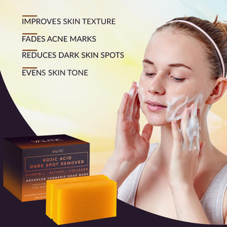 VALITIC Kojic Acid — Jabon en barra para eliminar manchas oscuras con vitamina C, retinol, colágeno y cúrcuma Complejo japonés original - VALITIC