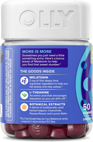 Gomitas para sueño reparador 5 mg melatonin Extra Strength sleep gummies - OLLY