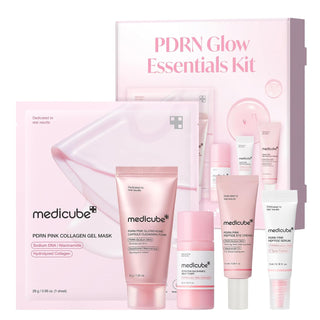 PDRN Glow Essentials Kit Mini Skincare Travel Set, Rutina de 5 pasos - Medicube