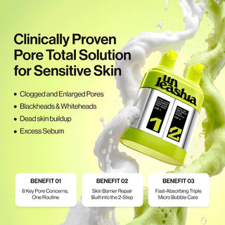 Mascarilla facial 2-Step Zero Pore Overnight Bubble Mask: Exfoliante y cuidado de la barrera cutánea - UNLEASHIA
