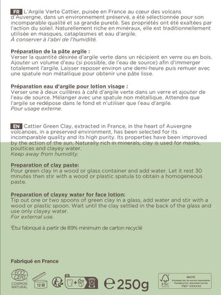 Arcilla verde ultraventilada en polvo para Mascarilla facial - Cattier Paris