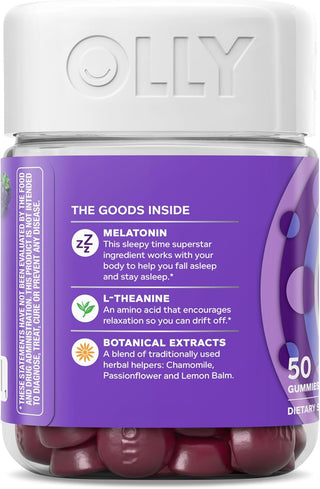 Gomitas para sueño reparador 3 mg melatonin sleep gummies blackberry zen - OLLY