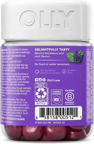 Gomitas para sueño reparador 3 mg melatonin sleep gummies blackberry zen - OLLY