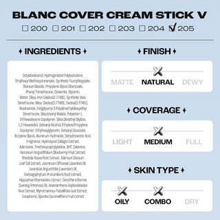Base de maquillaje Blanc Cover Cream Stick V Korean Color-Changing - ELROEL