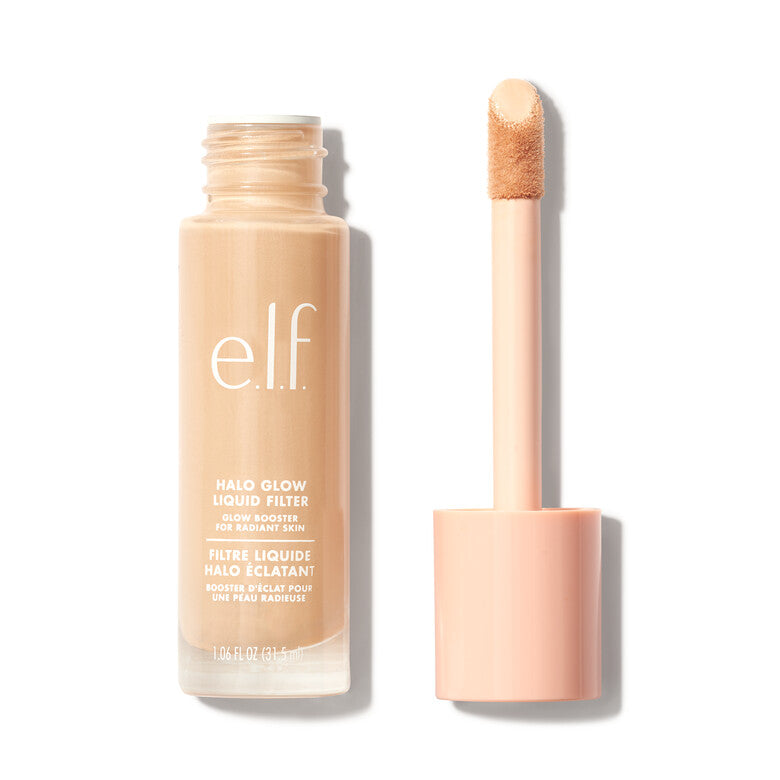 Base de maquillaje ultra ligera Halo Glow Liquid Filter - elf Cosmetics vista frontal con fondo blanco.