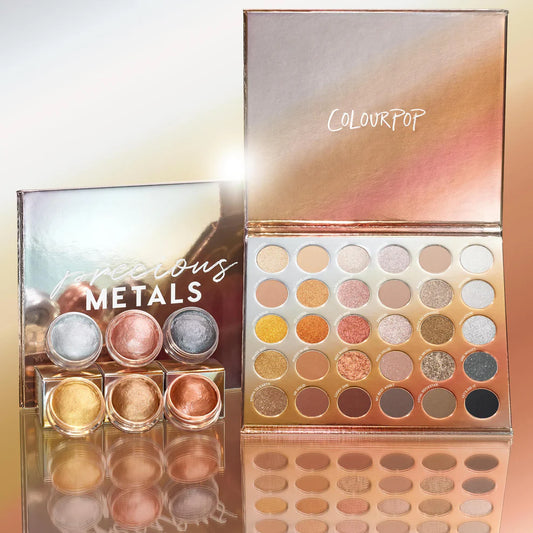 Full Set Paleta + Sombras de ojos Precious Metals - ColourPop vista frontal con fondo blanco.