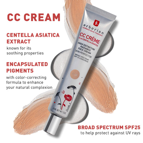 CC Cream con SPF 25 - Erborian vista frontal con fondo blanco.