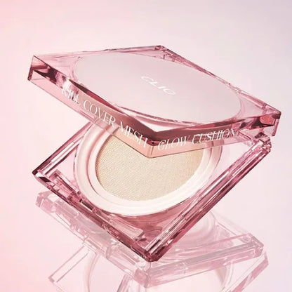 Base de Maquillaje Kill Cover Mesh Glow Cushion Set - CLIO vista frontal con fondo blanco.