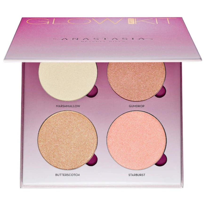 Paleta de polvos Iluminadores Sugar Glow Kit - Anastasia Beverly Hills vista frontal con fondo blanco.