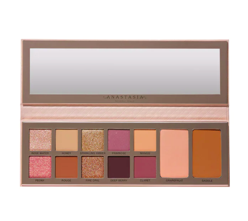 Paleta de sombras de ojos y rostro Primrose All In One - Anastasia Beverly Hills vista frontal con fondo blanco.