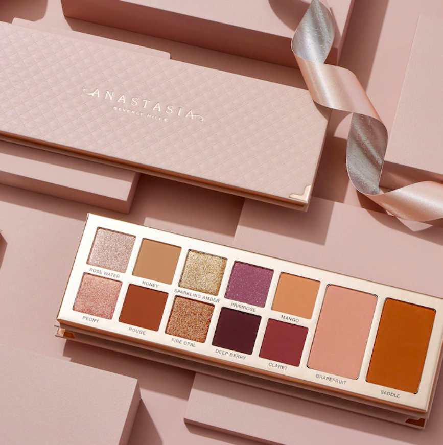 Paleta de sombras de ojos y rostro Primrose All In One - Anastasia Beverly Hills vista frontal con fondo blanco.