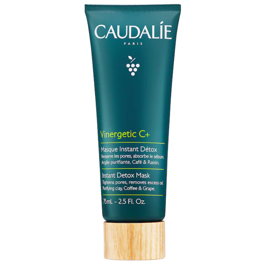 Mascarilla Detox minimizadora de poros instantánea Vinergetic C+  Caudalie vista frontal con fondo blanco.