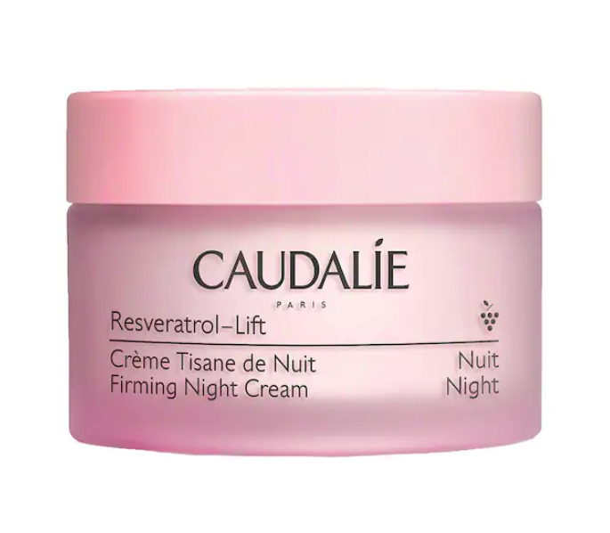 Crema Hidratante Reafirmante Nocturna con Ácido Hialurónico - Resveratrol Lift Caudalie vista frontal con fondo blanco.