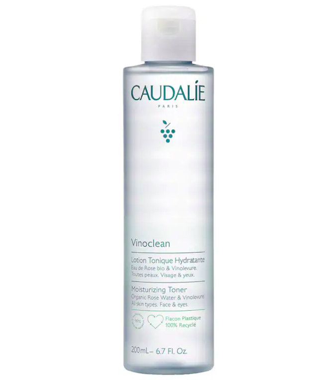 Tónico Facial Hidratante con Agua de Rosas Vinoclean - Caudalie vista frontal con fondo blanco.