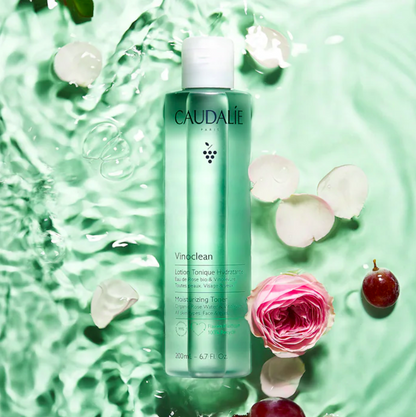 Tónico Facial Hidratante con Agua de Rosas Vinoclean - Caudalie vista frontal con fondo blanco.