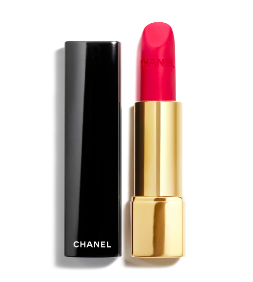 Labial Matte ROUGE ALLURE VELVET - CHANEL vista frontal con fondo blanco.