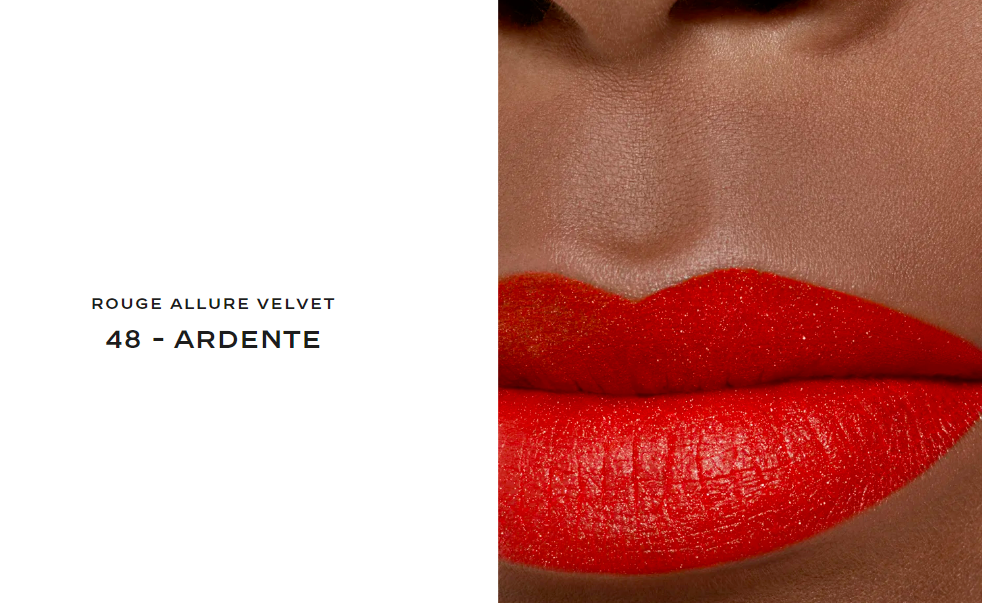 Labial Matte ROUGE ALLURE VELVET - CHANEL vista frontal con fondo blanco.