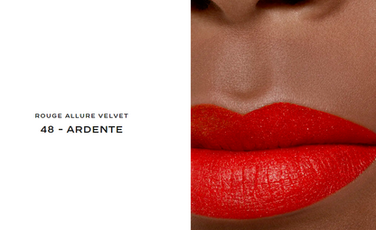 Labial Matte ROUGE ALLURE VELVET - CHANEL vista frontal con fondo blanco.