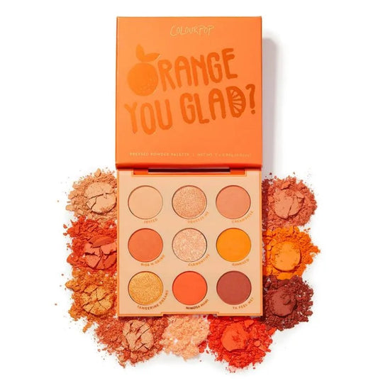 Paleta de Sombras de Ojos Orange you glad?™ - ColourPop vista frontal con fondo blanco.