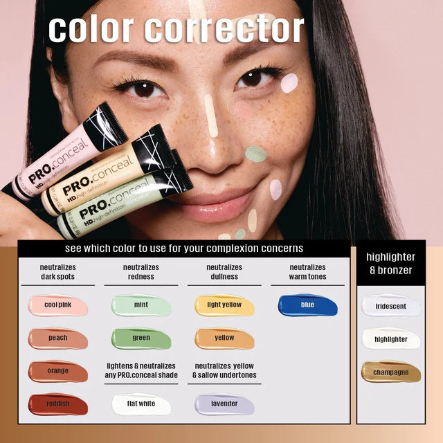 Corrector HD PRO.CONCEAL™ - L.A. Girl vista frontal con fondo blanco.