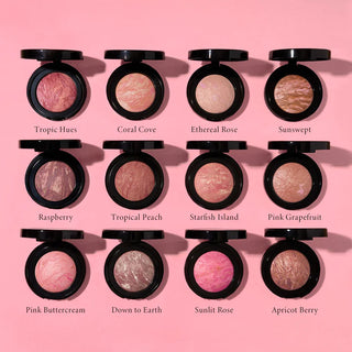 Rubor Baked Blush-n-Brighten Marbleized - Laura Geller vista frontal con fondo blanco.