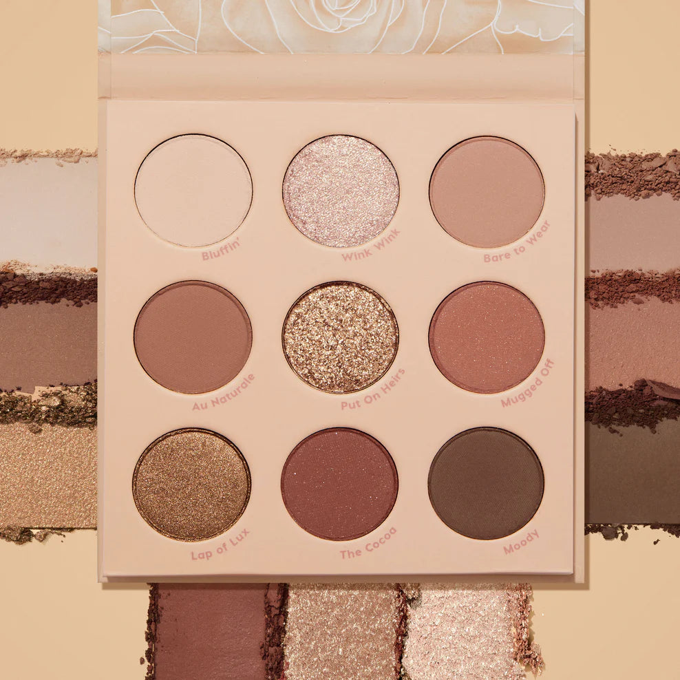 Paleta de Sombras de Ojos Nude Mood - ColourPop vista frontal con fondo blanco.