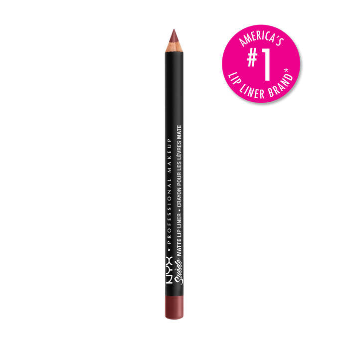 Delineador de labios Suede Matte Lip liner - NYX vista frontal con fondo blanco.