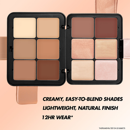 Paleta HD SKIN SCULPTING PALETTE CREAM Iluminadores & Contornos  - MAKE UP FOR EVER vista frontal con fondo blanco.