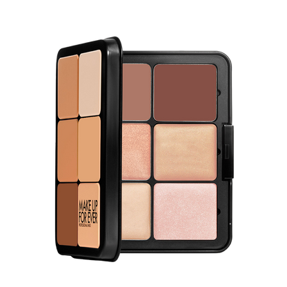 Paleta HD SKIN SCULPTING PALETTE CREAM Iluminadores & Contornos  - MAKE UP FOR EVER vista frontal con fondo blanco.