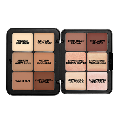 Paleta HD SKIN SCULPTING PALETTE CREAM Iluminadores & Contornos  - MAKE UP FOR EVER vista frontal con fondo blanco.