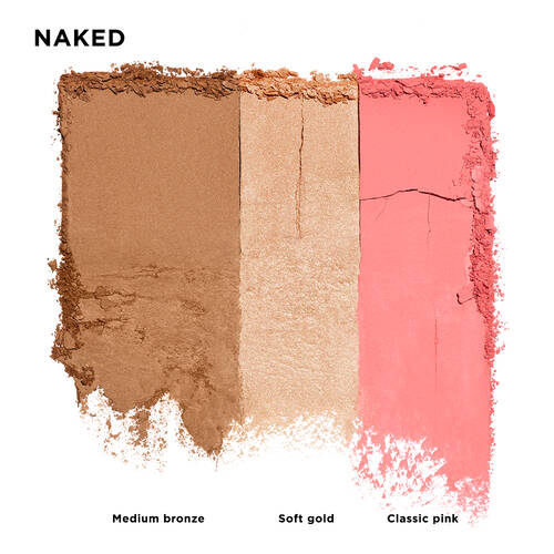 Paleta STAY NAKED THREESOME Iluminador + Bronzer + Rubor - Urban Decay vista frontal con fondo blanco.