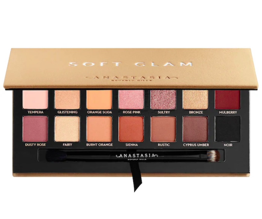 Paleta de sombras de ojos Soft Glam - Anastasia Beverly Hills vista frontal con fondo blanco.