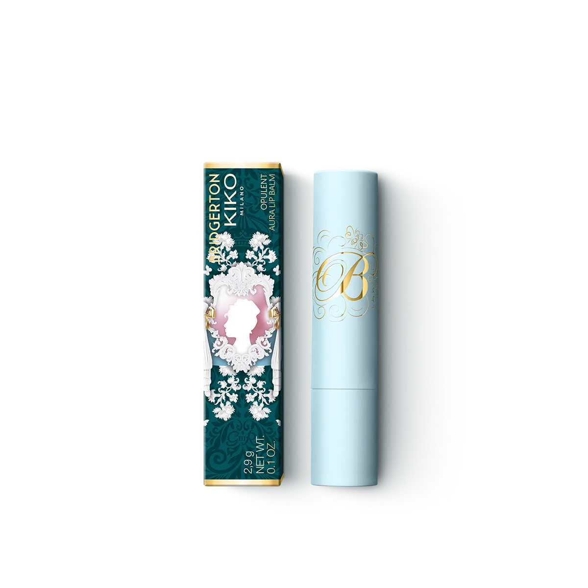 Bálsamo Labial Ed. Limitada Bridgerton Opulent Aura™ - KIKO vista frontal con fondo blanco.