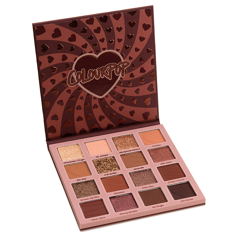 Paleta de Sombras de Ojos Not a box of chocolates™ - ColourPop vista frontal con fondo blanco.