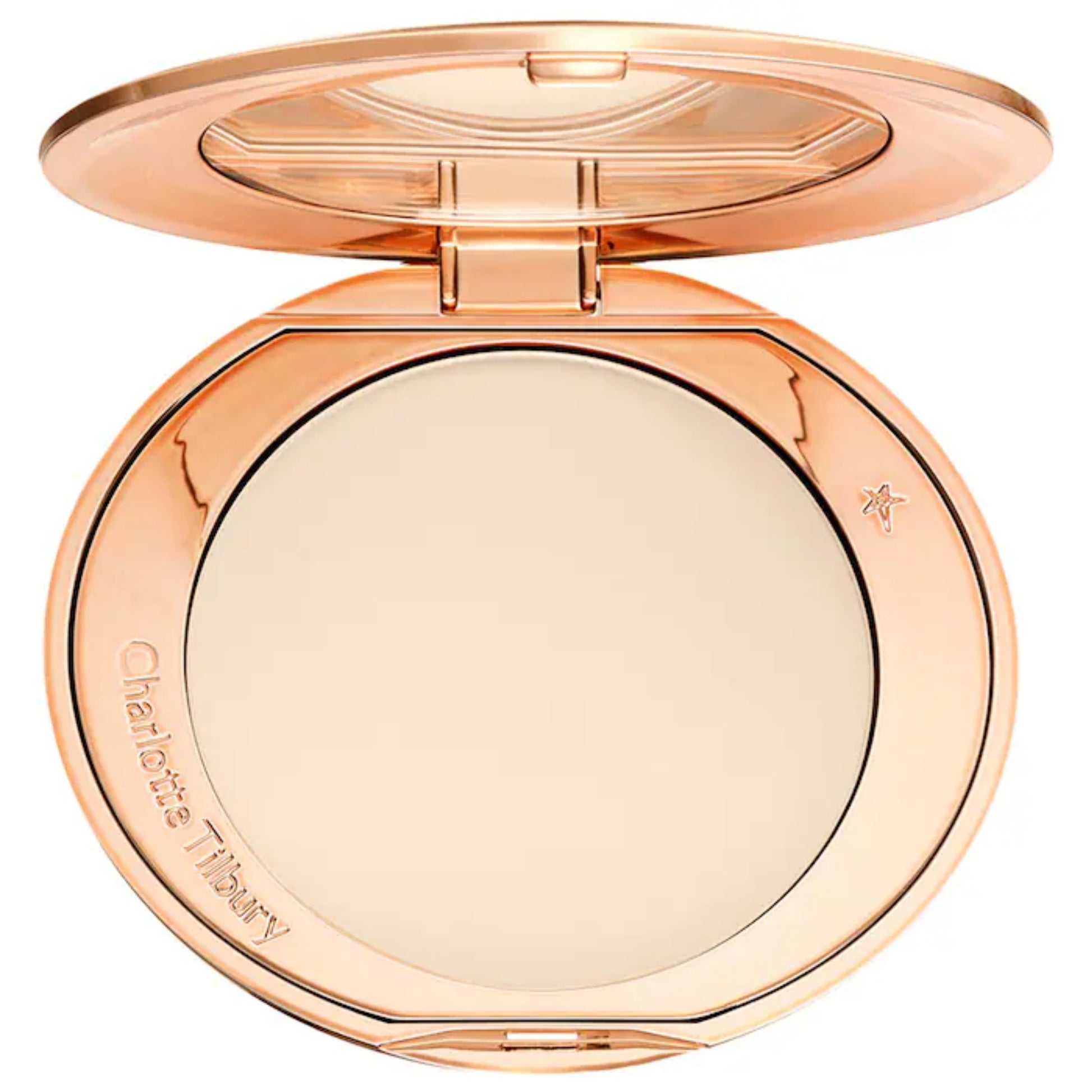 Polvo compacto fijador Efecto Natural Airbrush Flawless™ - Charlotte Tilbury vista frontal con fondo blanco.