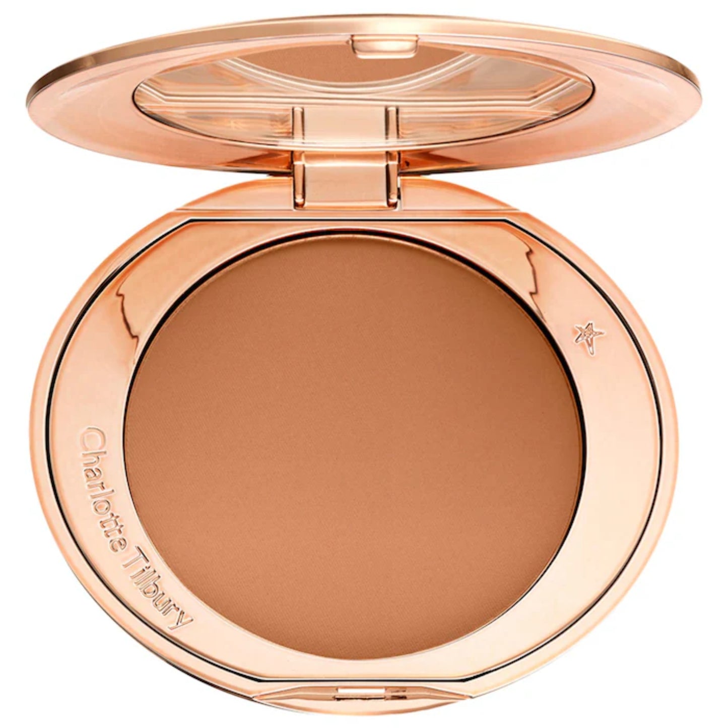 Polvo compacto fijador Efecto Natural Airbrush Flawless™ - Charlotte Tilbury vista frontal con fondo blanco.