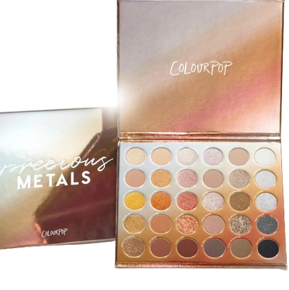 Paleta de Sombras Precious Metals - ColourPop vista frontal con fondo blanco.