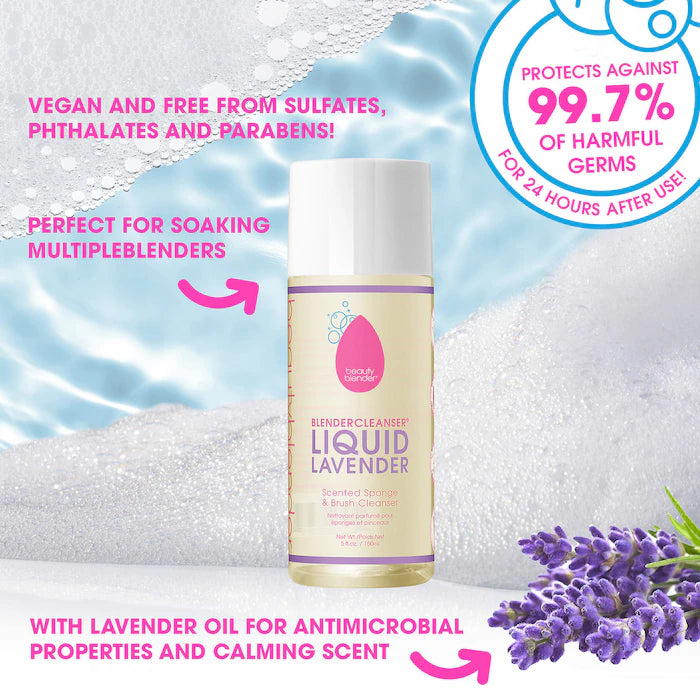 Limpiador de brochas & aplicadores liquid blendercleanser® - Beautyblender vista frontal con fondo blanco.