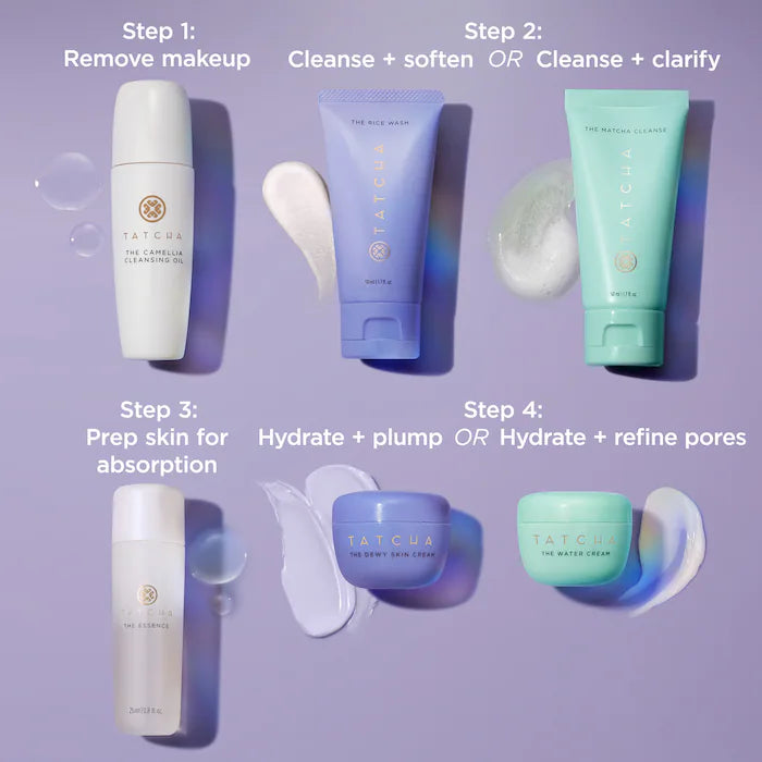 Set Skincare Limpieza + Hidratación Mini Favorites Set - Tatcha vista frontal con fondo blanco.