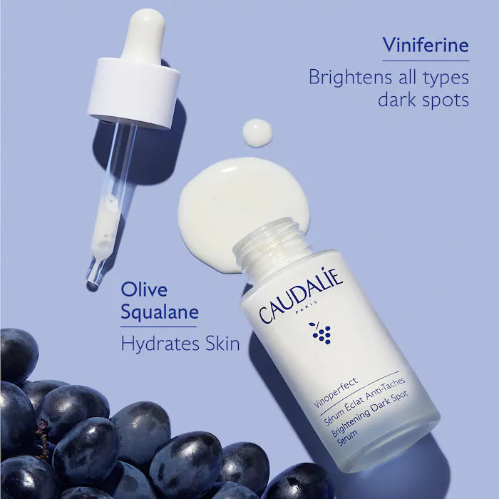 Suero con vitamina C anti-manchas Vinoperfect - Caudalie vista frontal con fondo blanco.