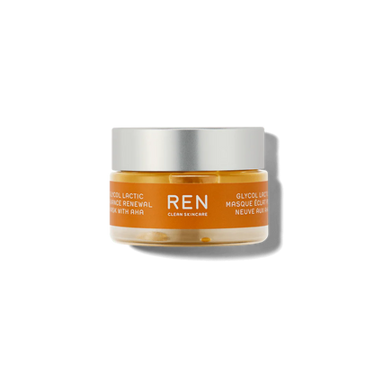 Mascarilla exfoliante Glycol Lactic Radiance Renewal Mask with AHA™ - REN vista frontal con fondo blanco.